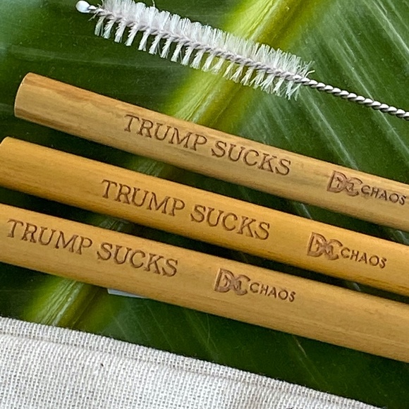 SALE SALE SALE TRUMP SUCKS 2 BAMBOO DRINKING STRAW SETS - Picture 4 of 5